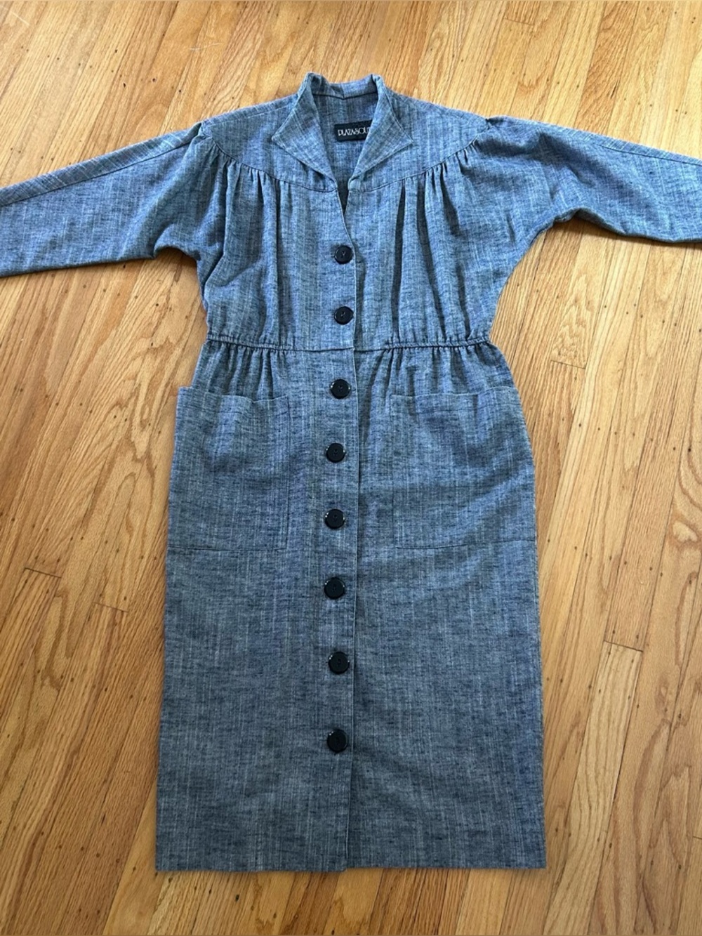 Vintage Grey Blue Cotton Dress